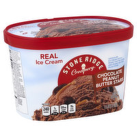 Stone Ridge Creamery Ice Cream, Real, Chocolate Peanut Butter Stars, 1.5 Quart