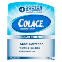 Colace Stool Softener, Regular Strength, 100 mg, Capsules, 10 Each