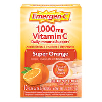 Emergen-C Vitamin C, 1000 mg, Super Orange, Fizzy Drink Mix, 10 Each