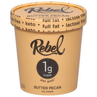 Rebel Ice Cream, Butter Pecan, 1 Pint