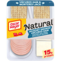 Oscar Mayer Meat & Cheese Snack Plate with Uncured Hickory Smoked Ham, Jack Cheese & Whole Wheat Crackers, 3.3 Ounce