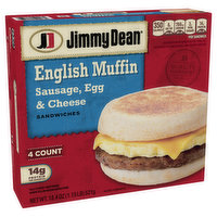 Jimmy Dean Sausage, Egg & Cheese English Muffin Sandwiches, 4 Count ...