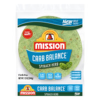 Mission Carb Balance Tortilla Wraps, Super Soft, Spinach Herb, 8 Each