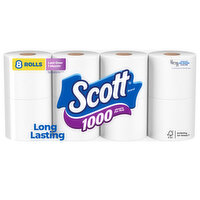 Scott Bathroom Tissue, Unscented, One-Ply, 8 Each