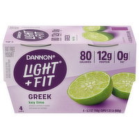 Dannon Light + Fit Yogurt, Fat Free, Greek, Key Lime, 4 Each