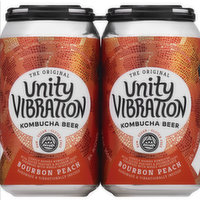 Unity Vibration Bourbon Peach Kombucha  4 Pack, 48 Fluid ounce