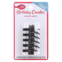 Betty Crocker Birthday Candles, Black & White, 2.4 Inch, 12 Each