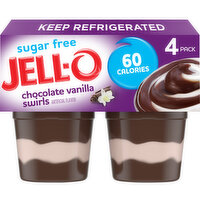 Jell-O Chocolate Vanilla Swirls Sugar Free Ready-to-Eat Pudding Cups Snack, 4 Each