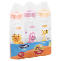 Evenflo Classic Zoo Friends Bottles, Slow Flow, Decorated, 8 oz, 1 0-3 m, 3 Each