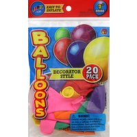 Ja-Ru Balloons, Decorator Style, Round, 9 Inch, 20 Each