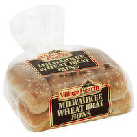 Village Hearth Buns, Brat, Milwaukee Wheat, 13 Ounce