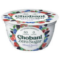 Chobani Yogurt-Cultured, Zero Sugar, Mixed Berry Flavor, 5.3 Ounce