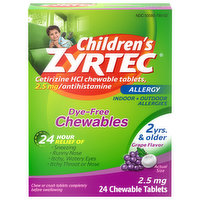 Zyrtec Allergy Relief, Children's, 2.5 mg, Chewable Tablets, Grape Flavor, 24 Each