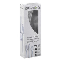 SENSATIONS Cutlery, Clear, Plastic, 24 Each