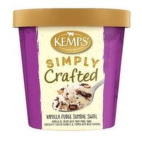 Kemps Ice Cream Simply Crafted, Vanilla Fudge Sundae Swirl, Pint, 15.5 Fluid ounce