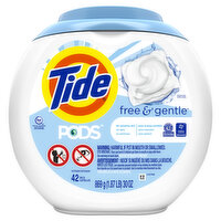 Tide PODS Free and Gentle, Laundry Detergent Pacs, 42 Count, Unscented, 42 Each