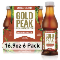 Gold Peak Unsweetened Black Iced Tea Drink, 16.9 fl oz, 6 Each