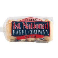 1st National Bagel Bagels, Plain, Pre-Sliced, 5 Each