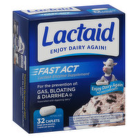 Lactaid Lactase Enzyme Supplement, Fast Act, Caplets, 32 Each