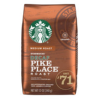 Starbucks Coffee, Ground, Medium Roast, Pike Place Roast, Decaf, 12 Ounce