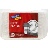 Shoppers Value Paper Plates, 9 Inch, 300 Each