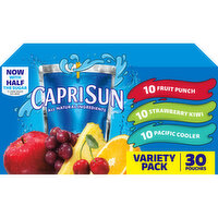 Capri Sun Fruit Punch, Strawberry Kiwi & Pacific Cooler Naturally Flavored Juice Drink Blend Variety Pack, 30 Each