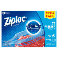 Ziploc Seal Top Bags, Freezer, Quart, Mega Pack, 75 Each