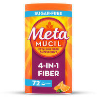 Metamucil Smooth Metamucil Daily Fiber Supplement, Psyllium Husk Fiber Powder, Sugar-Free, Orange, 72 Ct, 15 Ounce
