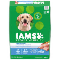 IAMS Dog Food, Super Premium, Chicken & Whole Grain Recipe, Large Breed, Adult 1+, 15 Pound
