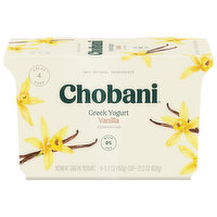 Chobani Yogurt, Non-Fat, Greek, Vanilla, Blended, Value 4 Pack