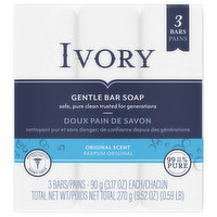 Ivory Bar Soap, Gentle, Original Scent, 3 Each