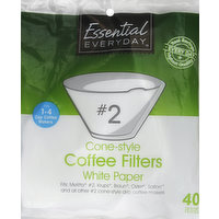 Essential Everyday Coffee Filters, Cone-Style, No. 2, White Paper, 40 Each