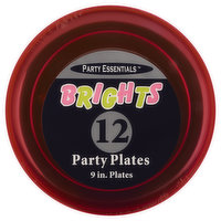 Party Essentials Brights Plates, Party, 9 Inches, Neon Assorted, 12 Each