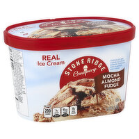 Stone Ridge Creamery Ice Cream, Real, Mocha Almond Fudge, 1.5 Quart