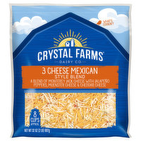 Crystal Farms Cheese Blend, 3 Cheese, Mexican Style, 32 Ounce
