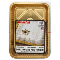 Handi Foil Pans, with Lids, Gold, 13 x 9 Inch, 2 Each