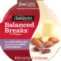 Sargento Balanced Breaks, White Cheddar/Almonds/Cranberries, 3 Pack, 3 Each