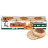 Thomas' 100% Whole Wheat English Muffins, 6 Each