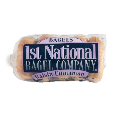 1st National Bagel Bagels, Presliced, Raisin-Cinnamon