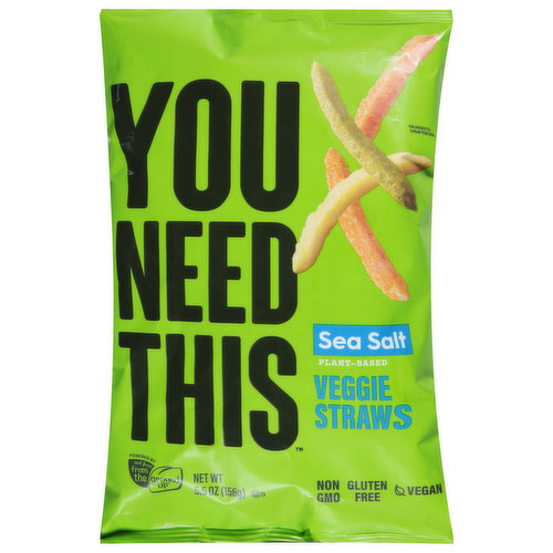 You Need This Veggie Straws, Plant-Based, Sea Salt