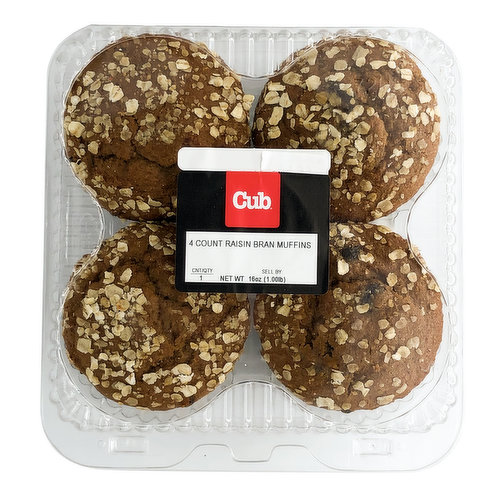 Cub Bakery Raisin Bran Muffins 4 Count