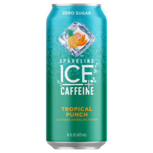 Sparkling Ice +Caffeine Sparkling Water, Zero Sugar, Tropical Punch Flavored