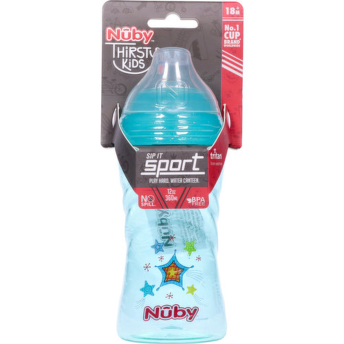 Nuby Thirsty Kids Water Canteen, 12 Ounces, 18+ Months