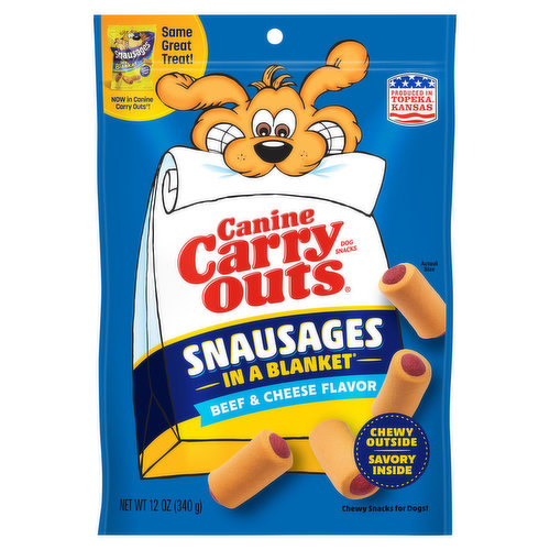 Canine Carry Outs Snausages Dog Snacks, in a Blanket, Beef & Cheese Flavor