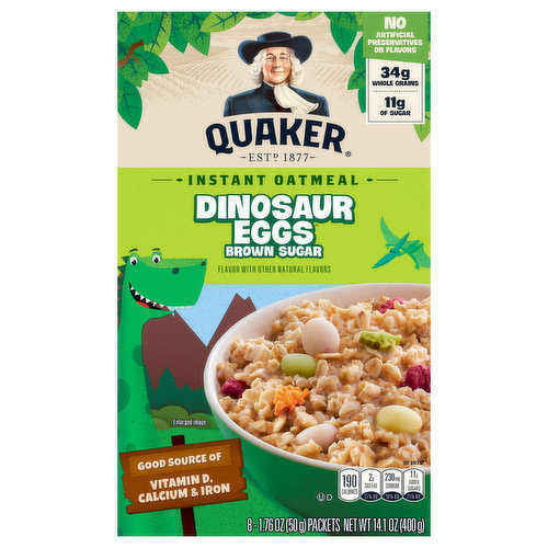 Quaker Oatmeal, Instant, Dinosaur Egg Brown Sugar