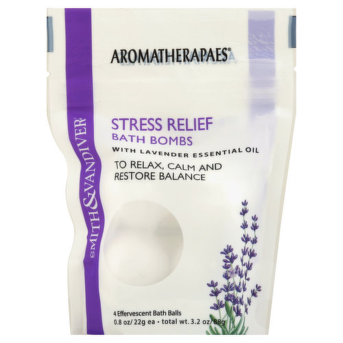 Aromatherapaes Bath Bombs, Stress Relief, with Lavender Essential Oil