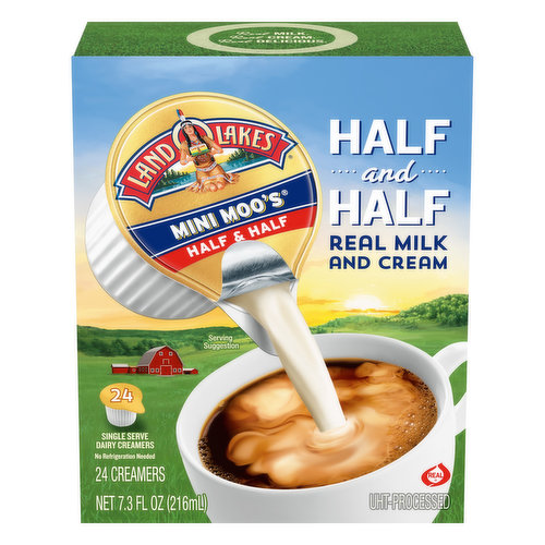 Land O Lakes Mini Moo's Creamers, Half and Half - 24 creamers, 7.3 fl oz