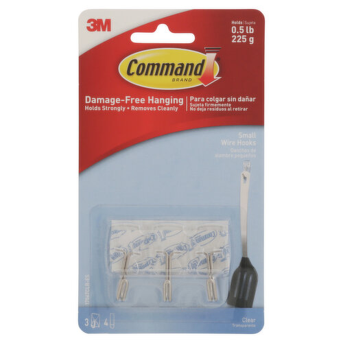 Command Wire Hooks, Clear, Small