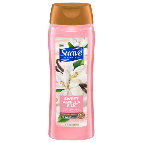 Suave Essentials Body Wash, Gentle, Sweet Vanilla Silk