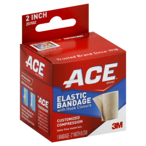 Ace Elastic Bandage, with Hook Closure, 2 Inch Width